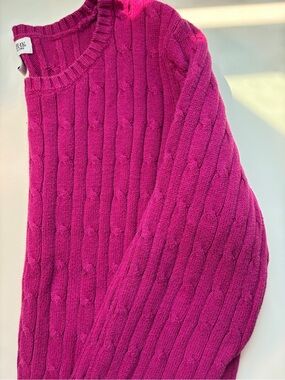 Cotton Blend Bay Studio Women's Fuchsia Cable-Knit Sweater Winter Cozy U1